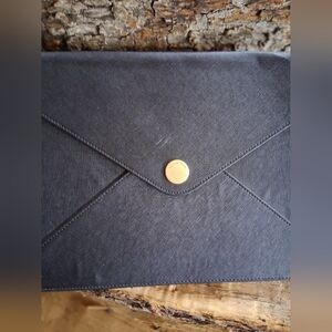 Black Envelope See Jane Work Clutch with Gold Button